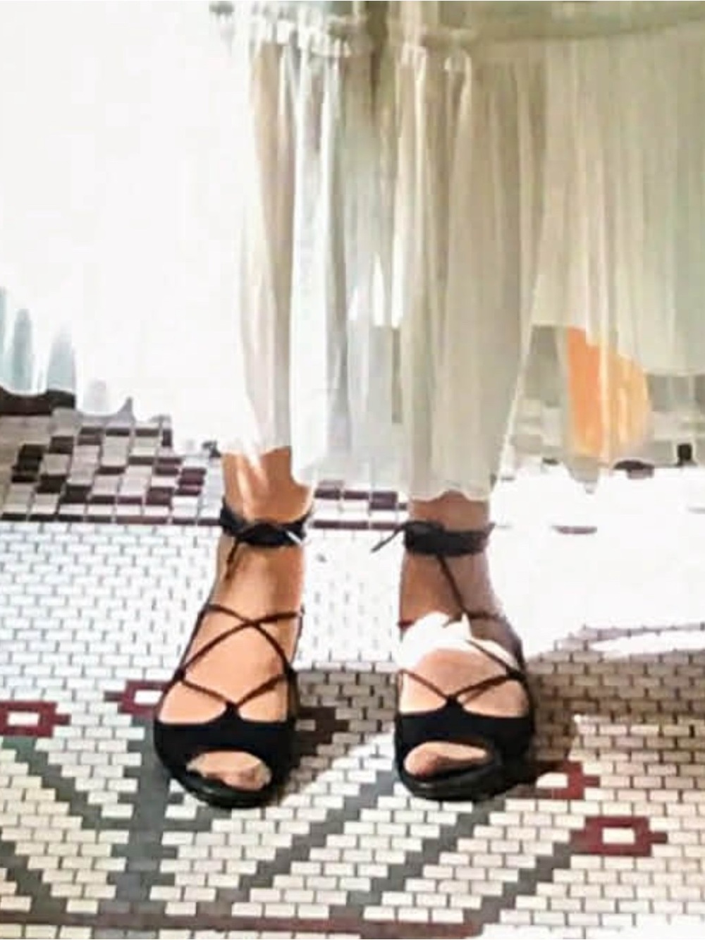 NEW Sam Edelman Barbara Black Suede Strappy Lace-Up Ballet Flats Open Toe